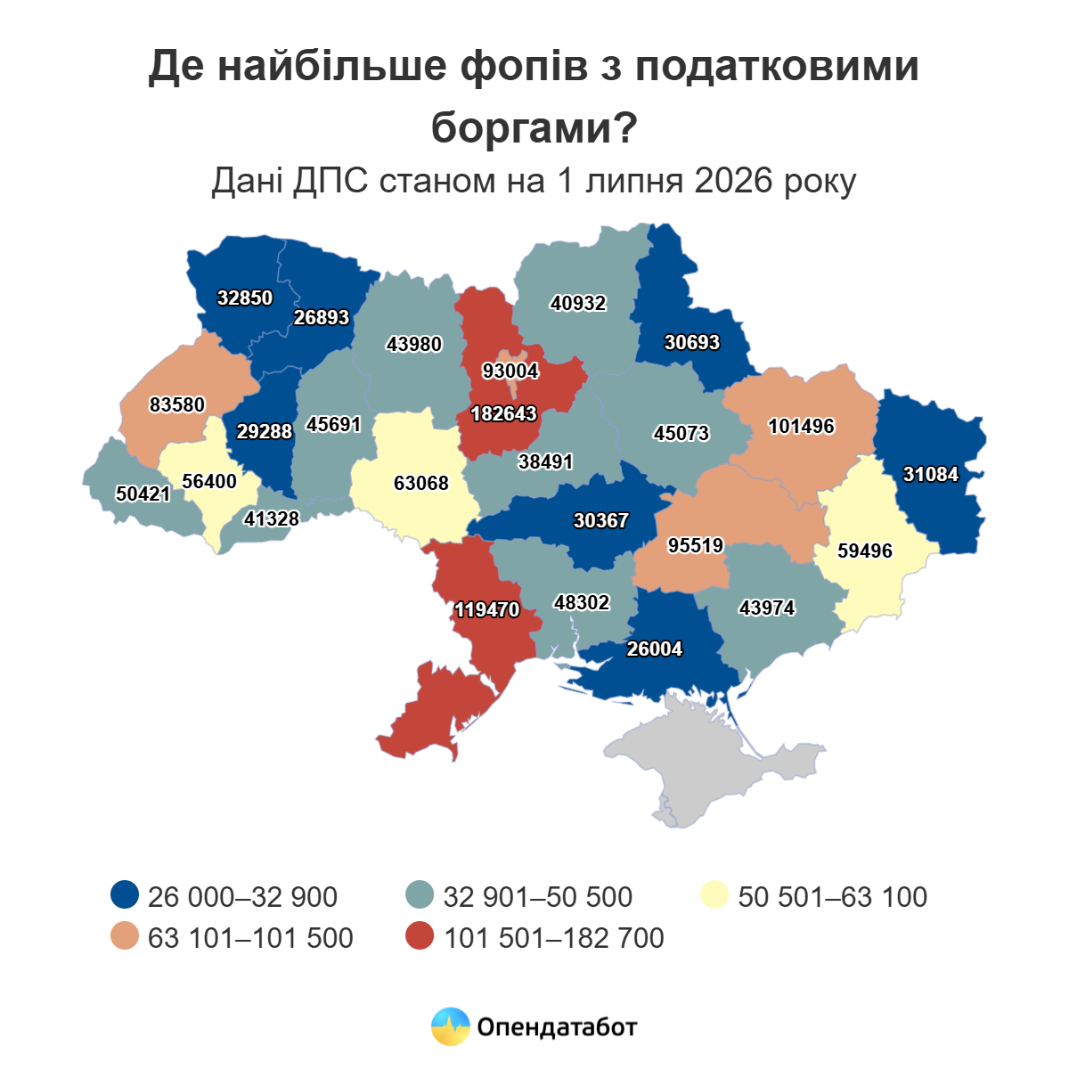 Регіональна карта України з інфографікою Опендатаботу.